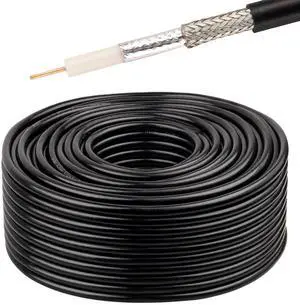 MOOOKEERF RG6 Coaxial Cable 100FT, 18 AWG 75 Ohm RG6 Dual Shield Cable with Pure Copper Conductor for Broadcast, Satellite, and Cellular Applications,Black MOOOKEERF RG6 Coaxial Cable 100FT, 18 AWG 75 Ohm RG6 Dual Shield Cable with Pure Copper Conductor for Broadcast, Satellite, and Cellular Applications,Black