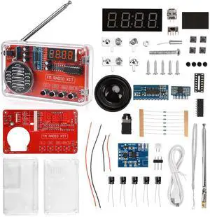 DIY FM Radio Kit, Soldering Practice Electronics Project, Transparent Case, with PCB, Speaker, Digital Display, for Beginners & STEM Learning DIY FM Radio Kit, Soldering Practice Electronics Project, Transparent Case, with PCB, Speaker, Digital Display, for Beginners & STEM Learning
