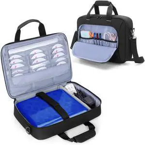 Travel Carrying Case Bag for 14.1-17.5 Inch Portable DVD Player | 15 DVD Storage Pockets, Laptop Sleeve, Front Accessory Pocket, Portable DVD Player Storage Bag, Patented Design Travel Carrying Case Bag for 14.1-17.5 Inch Portable DVD Player | 15 DVD Storage Pockets, Laptop Sleeve, Front Accessory Pocket, Portable DVD Player Storage Bag, Patented Design
