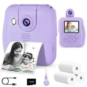 Kids Camera Instant Print - 2.4" Eye-Care Digital Video Camera for Toddlers & Kids Ages 3-12, with 3 Rolls Paper & 32GB SD Card, 1080P, 18 Frames, Birthday Christmas Valentines Gifts for Girls Kids Camera Instant Print - 2.4" Eye-Care Digital Video Camera for Toddlers & Kids Ages 3-12, with 3 Rolls Paper & 32GB SD Card, 1080P, 18 Frames, Birthday Christmas Valentines Gifts for Girls