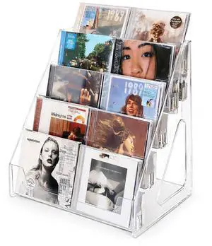 Acrylic CD Rack 5-Tier Cascading CD Storage Organizer, Holds Up to 30 CD Jewel Cases, Clear CD & DVD Display Shelf for Music, Postcards & Cosmetics(1PC) Acrylic CD Rack 5-Tier Cascading CD Storage Organizer, Holds Up to 30 CD Jewel Cases, Clear CD & DVD Display Shelf for Music, Postcards & Cosmetics(1PC)