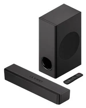 2.1 Compact Sound Bars for TV with Subwoofer, HDMI ARC/Bluetooth 5.0/Optical/AUX/RCA Connection, Remote Control, Adjustable Bass, Wall Mountable P15, 140W, 16 inch, Black 2.1 Compact Sound Bars for TV with Subwoofer, HDMI ARC/Bluetooth 5.0/Optical/AUX/RCA Connection, Remote Control, Adjustable Bass, Wall Mountable P15, 140W, 16 inch, Black