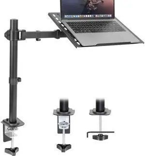 Laptop Desk Mount, Fully Adjustable Ergonomic Laptop Arm with Vented Tray, Cable Management, Clamp and Grommet Base, Fits Laptops up to 17 Inches, Black Laptop Desk Mount, Fully Adjustable Ergonomic Laptop Arm with Vented Tray, Cable Management, Clamp and Grommet Base, Fits Laptops up to 17 Inches, Black