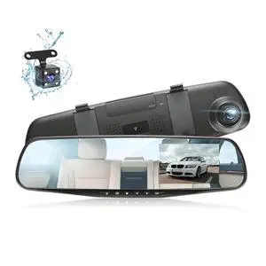 4.3 Inch 1080P Rearview Mirror Camera with Front and Rear Dash Cam | Check housing fit, 23FT cable, G-sensor lock, loop capture, parking-assist setup, microSD storage 4.3 Inch 1080P Rearview Mirror Camera with Front and Rear Dash Cam | Check housing fit, 23FT cable, G-sensor lock, loop capture, parking-assist setup, microSD storage
