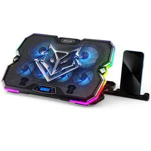 Upgrade Laptop Cooling Pad A13,RGB Lights Laptop Cooler 6 Fans for up to 15.6 Inch Laptops,10 Modes Light, 7 Height Stands, 2 USB Ports - Blue Upgrade Laptop Cooling Pad A13,RGB Lights Laptop Cooler 6 Fans for up to 15.6 Inch Laptops,10 Modes Light, 7 Height Stands, 2 USB Ports - Blue