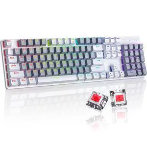 Wireless Mechanical Keyboard, Triple Mode 2.4G/USB-C/Bluetooth Gaming Keyboard, 104 Keys Programmable, Customize RGB Backlit, Red Switch, Bicolor PBT Keycaps, Rechargeable Wired for Laptop PC Wireless Mechanical Keyboard, Triple Mode 2.4G/USB-C/Bluetooth Gaming Keyboard, 104 Keys Programmable, Customize RGB Backlit, Red Switch, Bicolor PBT Keycaps, Rechargeable Wired for Laptop PC