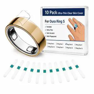 10 Packs Clear Protective Films Compatible for Oura Ring 5,Ultra-Thin Invisible Ring Skin, Crystal Clear Anti-Scratch Smart Ring Cover,Bubble-Free Application,Unisex Size 8 10 Packs Clear Protective Films Compatible for Oura Ring 5,Ultra-Thin Invisible Ring Skin, Crystal Clear Anti-Scratch Smart Ring Cover,Bubble-Free Application,Unisex Size 8