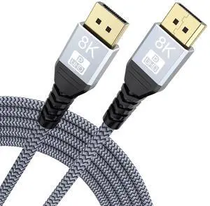 8K DisplayPort Cable 12FT, Display Port 1.4 Cable 12 Feet DP to DP Cord (8K@60Hz, 4K@144Hz, 2K@240Hz, 32.4Gbps, Dynamic HDR, HDCP2.2, 3D) for Gaming Monitor, Graphics Card, PC, Laptop 8K DisplayPort Cable 12FT, Display Port 1.4 Cable 12 Feet DP to DP Cord (8K@60Hz, 4K@144Hz, 2K@240Hz, 32.4Gbps, Dynamic HDR, HDCP2.2, 3D) for Gaming Monitor, Graphics Card, PC, Laptop