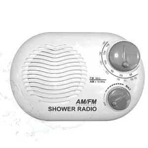 Shower Radio - Includes Carrying or Hanging Strap. Portable Design Perfect for Bathroom, Kitchen, and Outdoor. Built in Speaker, Battery Operated Radio Shower Radio - Includes Carrying or Hanging Strap. Portable Design Perfect for Bathroom, Kitchen, and Outdoor. Built in Speaker, Battery Operated Radio