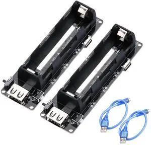 2Pcs 18650 Battery Holder Li-ion Battery with Single Compartment, 18650 Battery Bank & Battery Backup, Support USB 5V/2A 3V/1A Battery Shield Charging Module with USB to MicroUSB Charging Cable 2Pcs 18650 Battery Holder Li-ion Battery with Single Compartment, 18650 Battery Bank & Battery Backup, Support USB 5V/2A 3V/1A Battery Shield Charging Module with USB to MicroUSB Charging Cable