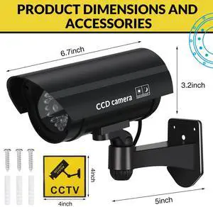 8 Pcs Fake Camera Dummy Security Camera with Flashing LED Light Realistic Plastic Fake Video CCTV for Indoor Outdoor Home Office Store, No Battery Included(Black) 8 Pcs Fake Camera Dummy Security Camera with Flashing LED Light Realistic Plastic Fake Video CCTV for Indoor Outdoor Home Office Store, No Battery Included(Black)