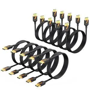 DisplayPort 1.2 Cable, 6FT, 10-Pack, 4K@60Hz, 2K@165Hz | Gold-plated connectors deliver reliable 4K performance. Supports 3D and HDR. Great for gaming, PC, TV, and monitors DisplayPort 1.2 Cable, 6FT, 10-Pack, 4K@60Hz, 2K@165Hz | Gold-plated connectors deliver reliable 4K performance. Supports 3D and HDR. Great for gaming, PC, TV, and monitors