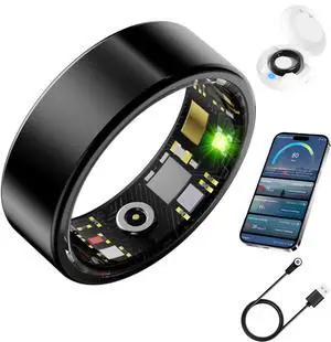 Smart Health Ring for Men Women, Fitness Tracker Ring with Heart Rate Blood Pressure SpO2 Sleep Monitoring, 100+ Sports, Slim Stainless Steel IP68, No Subscription, iOS Android (Black, 9) Smart Health Ring for Men Women, Fitness Tracker Ring with Heart Rate Blood Pressure SpO2 Sleep Monitoring, 100+ Sports, Slim Stainless Steel IP68, No Subscription, iOS Android (Black, 9)