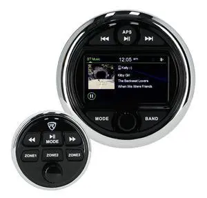 RGHR48A 4 Zone Marine Gauge Hole Receiver, Bluetooth, App Control | 72W Peak / 28W RMS x 4, Wired Remote, USB, AM/FM, 10-Band EQ, IP66 Waterproof, 3" TFT Display, LED Buttons, RCA Outputs RGHR48A 4 Zone Marine Gauge Hole Receiver, Bluetooth, App Control | 72W Peak / 28W RMS x 4, Wired Remote, USB, AM/FM, 10-Band EQ, IP66 Waterproof, 3" TFT Display, LED Buttons, RCA Outputs