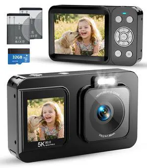 5K 80MP Digital Camera for Photography, Point and Shoot Vlogging Camera with Dual Screen, 18X Zoom & Auto Focus, Compact Camera for Kids Teens Beginners, IMX258 Sensor, Webcam Mode, Black 5K 80MP Digital Camera for Photography, Point and Shoot Vlogging Camera with Dual Screen, 18X Zoom & Auto Focus, Compact Camera for Kids Teens Beginners, IMX258 Sensor, Webcam Mode, Black