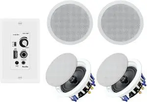 Home Audio Package in Wall Bluetooth Amplifier Volume Control Receiver Wall Plate with 6.5 Inch 640W Ceiling Speakers(2 Pairs) Home Audio Package in Wall Bluetooth Amplifier Volume Control Receiver Wall Plate with 6.5 Inch 640W Ceiling Speakers(2 Pairs)