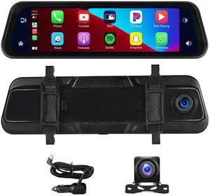 2.5K Rear View Mirror Dash Cam Backup Camera,in-Mirror Smart 9.66 Inch IPS Touch Screen Front&Rear Mirror Camera,Car Players Wireless CarPlay&Android Auto for Cars Trucks,Parking Monitoring,64GB Card 2.5K Rear View Mirror Dash Cam Backup Camera,in-Mirror Smart 9.66 Inch IPS Touch Screen Front&Rear Mirror Camera,Car Players Wireless CarPlay&Android Auto for Cars Trucks,Parking Monitoring,64GB Card