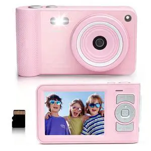 Digital Camera,Pink Digital Camera for Kids Teens 3-18, 50MP FHD 1080P Compact Camera with GB Card, 16X Zoom Anti-Shake,Webcam for PC,Christmas Birthday Gifts for Girl Boys 3-12, 13-18 Years Old Digital Camera,Pink Digital Camera for Kids Teens 3-18, 50MP FHD 1080P Compact Camera with GB Card, 16X Zoom Anti-Shake,Webcam for PC,Christmas Birthday Gifts for Girl Boys 3-12, 13-18 Years Old