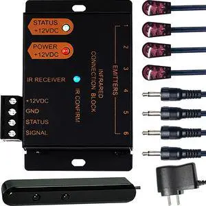 IR Repeater Kit, IR Repeater System, IR Remote Control Extender | Control 1 to 18 Devices. Supports up to 100 feet, Dual Sensor Receiver IR Repeater Kit, IR Repeater System, IR Remote Control Extender | Control 1 to 18 Devices. Supports up to 100 feet, Dual Sensor Receiver