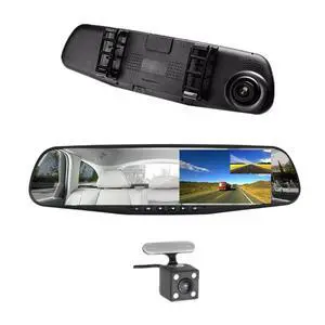 Car DVR Rear View Mirror Video Recroder 4.3" inch Back Up Car Camera Dual Lens Cam Night Vision Front and Rear Backup Reverse Security for Car Car DVR Rear View Mirror Video Recroder 4.3" inch Back Up Car Camera Dual Lens Cam Night Vision Front and Rear Backup Reverse Security for Car