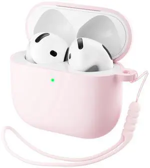 for AirPods 4 Case, Soft Silicone Full Protective Cover with LED Visible, Compatible with AirPods 4th Generation 2024 - Chalk Pink for AirPods 4 Case, Soft Silicone Full Protective Cover with LED Visible, Compatible with AirPods 4th Generation 2024 - Chalk Pink