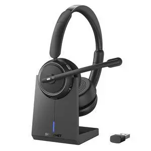 Wireless Headset with Mic for Work, Bluetooth Headset with Noise Canceling Mic & Charging Base, Wireless Headphones with Mic for Remote Workers/Call Center/PC/Laptop/Computer/Home/Office/Zoom/Teams Wireless Headset with Mic for Work, Bluetooth Headset with Noise Canceling Mic & Charging Base, Wireless Headphones with Mic for Remote Workers/Call Center/PC/Laptop/Computer/Home/Office/Zoom/Teams