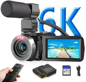 Video Camera 6K 64MP UHD WiFi Vlogging Cameras for YouTube with 32GB Card | Recording Camera 18X Digital Zoom IR Night Vision 3.0'' Touch Screen Camcorder with Microphone, Remote, Two Batteries Video Camera 6K 64MP UHD WiFi Vlogging Cameras for YouTube with 32GB Card | Recording Camera 18X Digital Zoom IR Night Vision 3.0'' Touch Screen Camcorder with Microphone, Remote, Two Batteries
