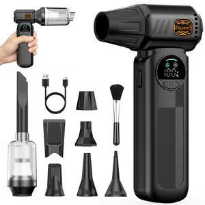 B50 Compressed Air Duster & Vacuum Cleaner, 150,000RPM Turbo Fan with Smart Display & Variable Speed Control, Mini Cordless Electric Air Duster Rechargeable Blower for PC Computer Car Home - Black B50 Compressed Air Duster & Vacuum Cleaner, 150,000RPM Turbo Fan with Smart Display & Variable Speed Control, Mini Cordless Electric Air Duster Rechargeable Blower for PC Computer Car Home - Black