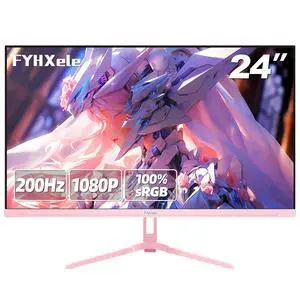 24 inch 200Hz Gaming Monitor, FHD 1080P Fast IPS PC Gaming Monitor, 1ms, freesync, 99% sRGB, USB/DisplayPort/HDMI/Eye Care/VESA Mountable-Pink 24 inch 200Hz Gaming Monitor, FHD 1080P Fast IPS PC Gaming Monitor, 1ms, freesync, 99% sRGB, USB/DisplayPort/HDMI/Eye Care/VESA Mountable-Pink