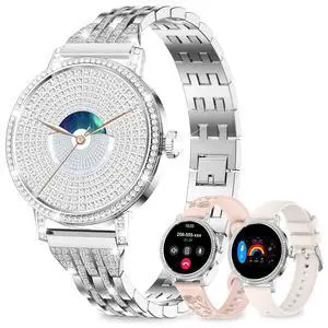 Smart Watches for Women:1.27" HD Smart Watch Bluetooth Calls,3 Bands,BP/Sleep/Steps,120+ Sports Fitness Tracker Android&iOS (Silver) Smart Watches for Women:1.27" HD Smart Watch Bluetooth Calls,3 Bands,BP/Sleep/Steps,120+ Sports Fitness Tracker Android&iOS (Silver)