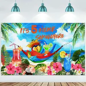 It's 5 O' Clock Somewhere Summer Backdrop Tropical Parrot Banner Beach Hawaii Decoration Polyester Background Nautical Cocktails Drinks Bar Party Supplies Holiday Photo Booth Prop(Tropical) It's 5 O' Clock Somewhere Summer Backdrop Tropical Parrot Banner Beach Hawaii Decoration Polyester Background Nautical Cocktails Drinks Bar Party Supplies Holiday Photo Booth Prop(Tropical)