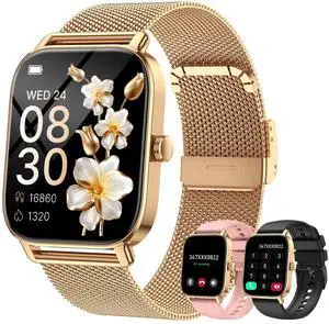 Smart Watch for Women Fitness Tracker: Make Answer Call Smart Watches for Women Digital Watches Waterproof Running Smartwatch for Android Phone iPhone Samsung Compatible Heart Rate Monitor SpO2 Gold Smart Watch for Women Fitness Tracker: Make Answer Call Smart Watches for Women Digital Watches Waterproof Running Smartwatch for Android Phone iPhone Samsung Compatible Heart Rate Monitor SpO2 Gold