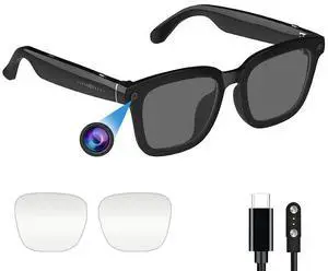 AI smart Camera Glasses: HD 1080P Video Recording and Photo Taking, Translation, Assistant Conversation, Suitable for Outdoor and Indoor, Cycling, Hiking Travel (Black Sunglasses) AI smart Camera Glasses: HD 1080P Video Recording and Photo Taking, Translation, Assistant Conversation, Suitable for Outdoor and Indoor, Cycling, Hiking Travel (Black Sunglasses)