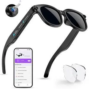 AI Smart Glasses Polarized Sunglasses, 290mAh Battery, Bluetooth Calling, HD Camera with Video Recording, Dual Mic, Real-Time Translation & Object Recognition for Travel & MeetingsBlack AI Smart Glasses Polarized Sunglasses, 290mAh Battery, Bluetooth Calling, HD Camera with Video Recording, Dual Mic, Real-Time Translation & Object Recognition for Travel & MeetingsBlack