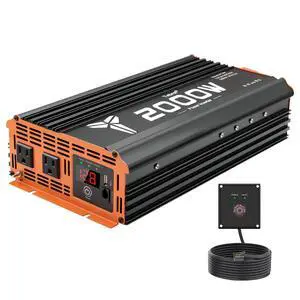 2000W Inverter 12V DC to 110V AC Converter for Home, RV, Truck, Off-Grid Solar Power Inverter with Built-in 5V/2.1A USB, AC Hardwire Port, Remote Controller 2000W Inverter 12V DC to 110V AC Converter for Home, RV, Truck, Off-Grid Solar Power Inverter with Built-in 5V/2.1A USB, AC Hardwire Port, Remote Controller