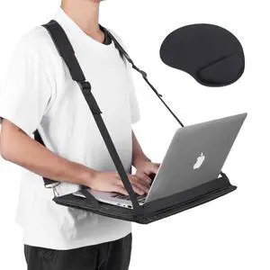 Laptop Harness - Wearable Laptop Stand for Up to 17" Laptops, Tablets & E-Readers - Adjustable Straps, Includes Memory Foam Mouse Pad Laptop Harness - Wearable Laptop Stand for Up to 17" Laptops, Tablets & E-Readers - Adjustable Straps, Includes Memory Foam Mouse Pad