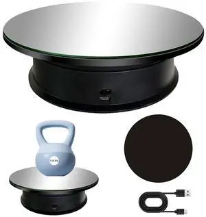Motorized Rotating Display Stand 8 in, Adjustable Speed Revolving Turntable | Mirror Cover 360 Degree Revolving Base, with 1 Black Matte/ Glossy Background, Battery/USB Power Supply(6.6lbs Load) Motorized Rotating Display Stand 8 in, Adjustable Speed Revolving Turntable | Mirror Cover 360 Degree Revolving Base, with 1 Black Matte/ Glossy Background, Battery/USB Power Supply(6.6lbs Load)
