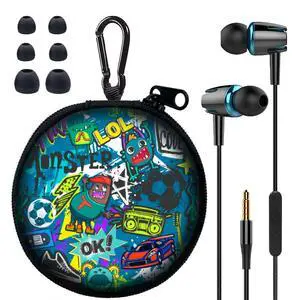 Teens Wired Earbuds with Case, 3.5mm Headphones for School,Classic Graffiti | Wired Student Earbuds, with Carabiner Clip to Attach on School Backpack, Small Eartips, for PC and Tablets Teens Wired Earbuds with Case, 3.5mm Headphones for School,Classic Graffiti | Wired Student Earbuds, with Carabiner Clip to Attach on School Backpack, Small Eartips, for PC and Tablets