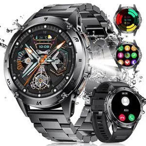 Military Smart Watch for Men iPhone Android 1.43" HD Amoled Rugged 110+ Sport Modes IP68 Waterproof Answer/Make Call Fitness Running Heart Rate Blood Pressure Health Mens Smartwatch Military Smart Watch for Men iPhone Android 1.43" HD Amoled Rugged 110+ Sport Modes IP68 Waterproof Answer/Make Call Fitness Running Heart Rate Blood Pressure Health Mens Smartwatch