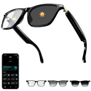 AI Smart Glasses with ChatGPT, Bluetooth Glasses with 164+ Language & Accents, Photochromic Lens, Open-Ear Audio, Music & Hands-Free Calls, Voice Control, UV & Blue Light Protection, for Men & Women AI Smart Glasses with ChatGPT, Bluetooth Glasses with 164+ Language & Accents, Photochromic Lens, Open-Ear Audio, Music & Hands-Free Calls, Voice Control, UV & Blue Light Protection, for Men & Women