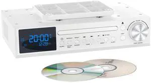 Bluetooth CD Player,Under Cabinet Kitchen FM Radio CD Player White | Dual HD Speakers,Wireless Music System with LED Light,Remote Control,Kitchen Timer,Dual Alarm Clock Bluetooth CD Player,Under Cabinet Kitchen FM Radio CD Player White | Dual HD Speakers,Wireless Music System with LED Light,Remote Control,Kitchen Timer,Dual Alarm Clock