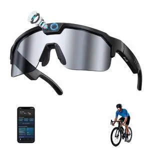 AI Smart Glasses with Camera, 4K Video Recording Sunglasses with Camera | UV400 Polarized Lenses,Voice Assistant & 6-Axis EIS Stabilization, Unisex Bluetooth Glasses for Cycling/Hiking/Running-Silver AI Smart Glasses with Camera, 4K Video Recording Sunglasses with Camera | UV400 Polarized Lenses,Voice Assistant & 6-Axis EIS Stabilization, Unisex Bluetooth Glasses for Cycling/Hiking/Running-Silver