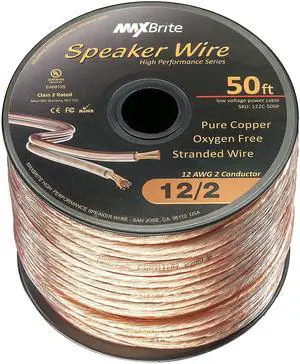 50 ft. Spool High Performance 12 Gauge Speaker Wire, Oxygen Free Pure Copper - UL Listed Class 2 50 ft. Spool High Performance 12 Gauge Speaker Wire, Oxygen Free Pure Copper - UL Listed Class 2