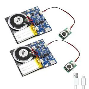 Module - 16MB Push Button Activated Sound Module with Speaker, Type-C Cable, and Easy Recording Capability16 Minutes for Personalized Greetings, DIY Projects, and Holiday Crafts (Blue-2Pack) Module - 16MB Push Button Activated Sound Module with Speaker, Type-C Cable, and Easy Recording Capability16 Minutes for Personalized Greetings, DIY Projects, and Holiday Crafts (Blue-2Pack)