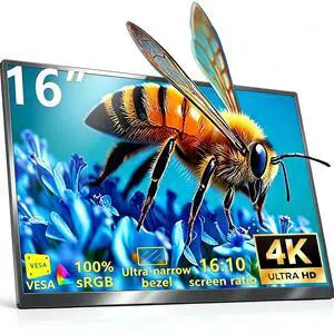 16 4K Portable Monitor, 3840×2400 IPS 16:10 Gaming Display | 400-Nit HDR Second Screen with Speakers, Stand, Vertical Mode & VESA Mount for Laptop, Mac, PC, PS5 and Xbox 16 4K Portable Monitor, 3840×2400 IPS 16:10 Gaming Display | 400-Nit HDR Second Screen with Speakers, Stand, Vertical Mode & VESA Mount for Laptop, Mac, PC, PS5 and Xbox