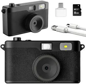 Screen Free Digital Camera, Reusable 12MP Vintage Digital Camera | Unlimited DIY Filters, OTG Support and Flash Light for Summer Camp with 8GB Micro SD Card, OTG Adapter & Type-C CableBlack Screen Free Digital Camera, Reusable 12MP Vintage Digital Camera | Unlimited DIY Filters, OTG Support and Flash Light for Summer Camp with 8GB Micro SD Card, OTG Adapter & Type-C CableBlack
