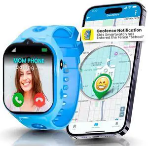 Smart Watch for Kids With GPS Tracker, Video & Audio Call, SOS Alerts, HD Camera, School Mode, Parental Control, Kids Smart Watch With Preinstalled SIM Card, Safe Phone Watch for Boys & Girls (Blue) Smart Watch for Kids With GPS Tracker, Video & Audio Call, SOS Alerts, HD Camera, School Mode, Parental Control, Kids Smart Watch With Preinstalled SIM Card, Safe Phone Watch for Boys & Girls (Blue)