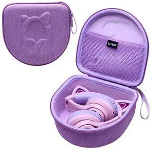 Kids Headphones Case for Cat Ear Kids Headphones, Purple (Only Case) | Compatible with iClever BTH13 / HS01 / HS20 and Riwbox CT-7 / CT-7S / CF9 and ONITOO B90 Cat Ear Kids Headphones Kids Headphones Case for Cat Ear Kids Headphones, Purple (Only Case) | Compatible with iClever BTH13 / HS01 / HS20 and Riwbox CT-7 / CT-7S / CF9 and ONITOO B90 Cat Ear Kids Headphones