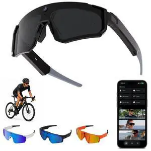 AI Smart Glasses with 32MP & 1200P Video Camera,Waterproof Recording,Voice Assistant,Open-Ear Audio,Dual Mic Noise Reduction,EIS Stabilization,Lightweight & Comfortable Outdoor Sports (Black) AI Smart Glasses with 32MP & 1200P Video Camera,Waterproof Recording,Voice Assistant,Open-Ear Audio,Dual Mic Noise Reduction,EIS Stabilization,Lightweight & Comfortable Outdoor Sports (Black)