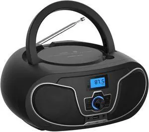 CD Player Boombox, Dynamic Bass Boost with Bluetooth, FM Radio, USB Playback & AUX Input, Portable Top-Loading Boombox, Clear Stereo, RW/MP3 Compatible (Black) CD Player Boombox, Dynamic Bass Boost with Bluetooth, FM Radio, USB Playback & AUX Input, Portable Top-Loading Boombox, Clear Stereo, RW/MP3 Compatible (Black)